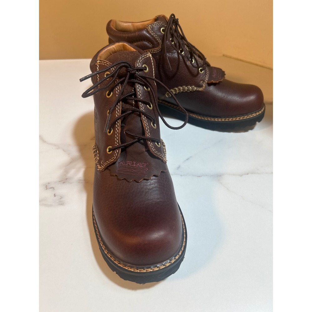 Ariat Barnyard Lace Leather Work Boots Dark Brown Kiltie 10001254 Womens 11 B
